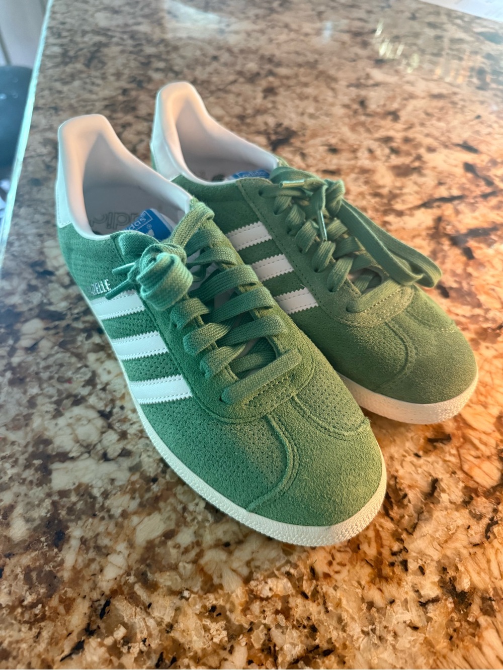 adidas Green Suede Sneakers with White Stripes